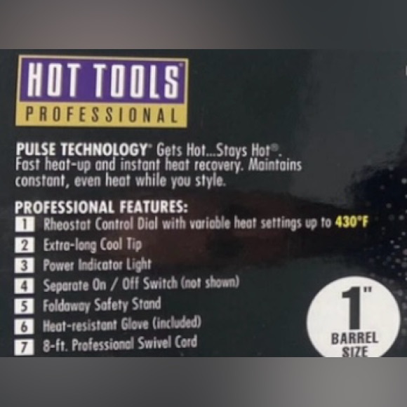 Hot Tools Professional 1" Flipperless Ceramic Curling Wand (UL3817GWP3C) - Picture 3 of 3